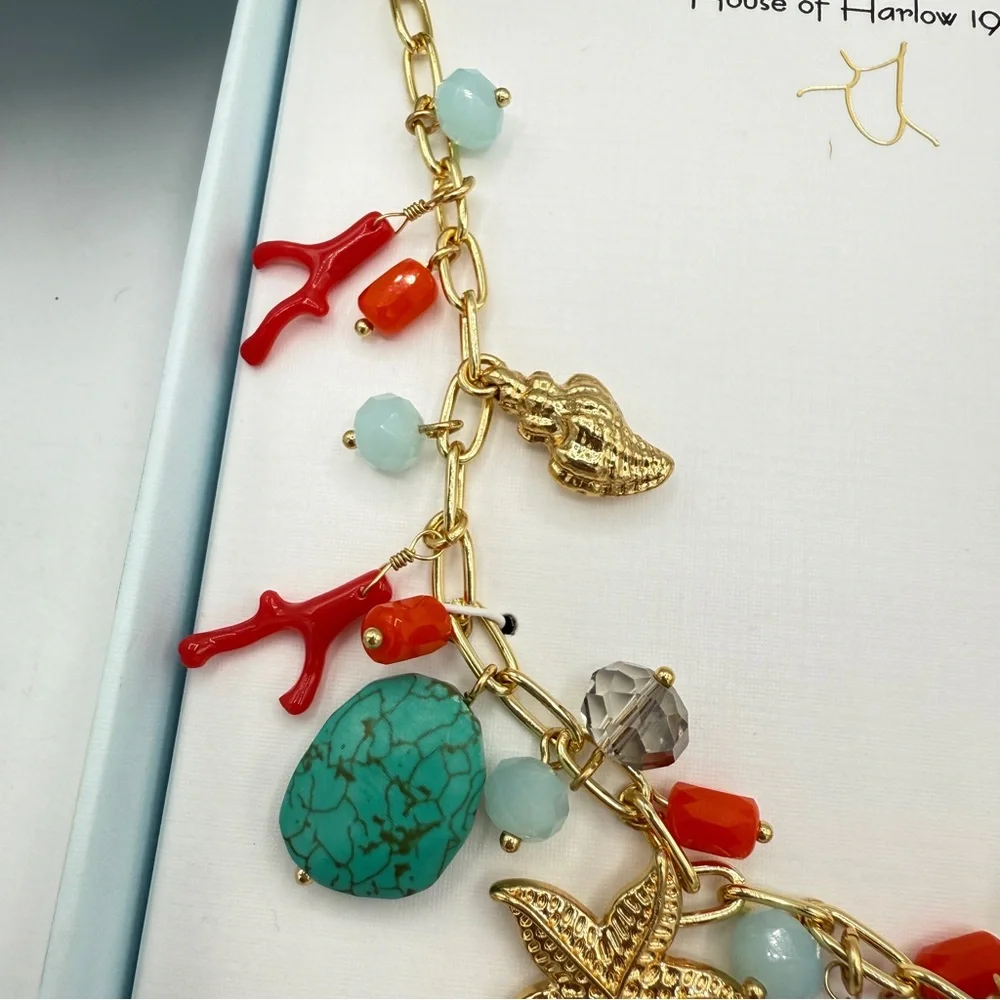 House of Harlow Natural Shell Necklace 17” with 3” Extender, (NIB) New in Box